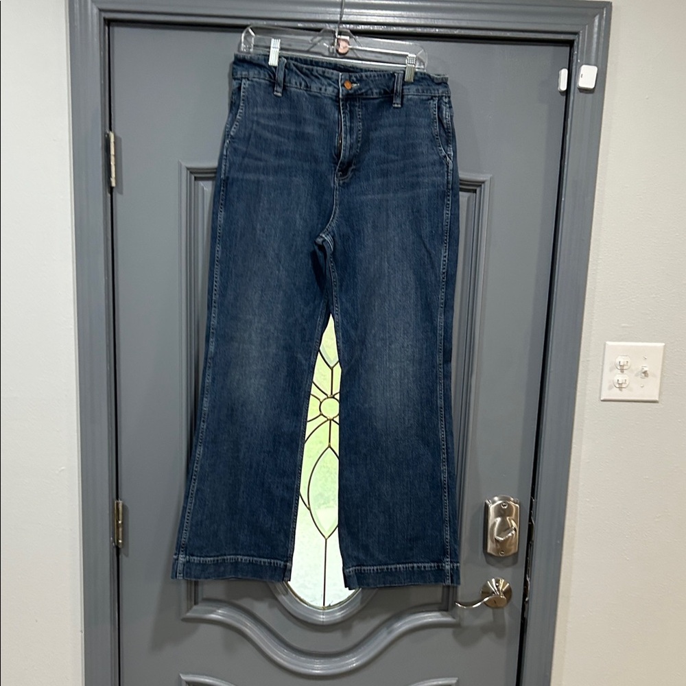 J Crew Medium Wash Denim Trousers.